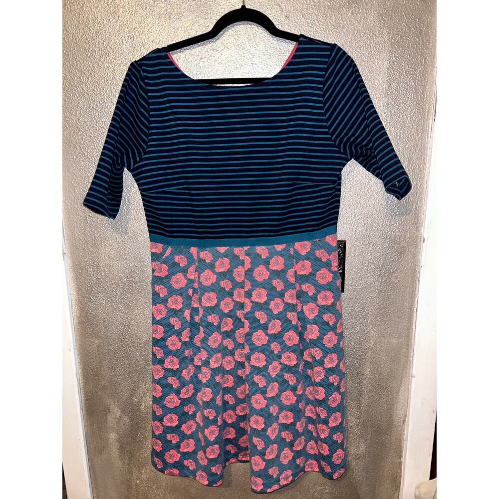 Matilda Jane CottageCore Boho Stripe Floral Short Sleeve Dress